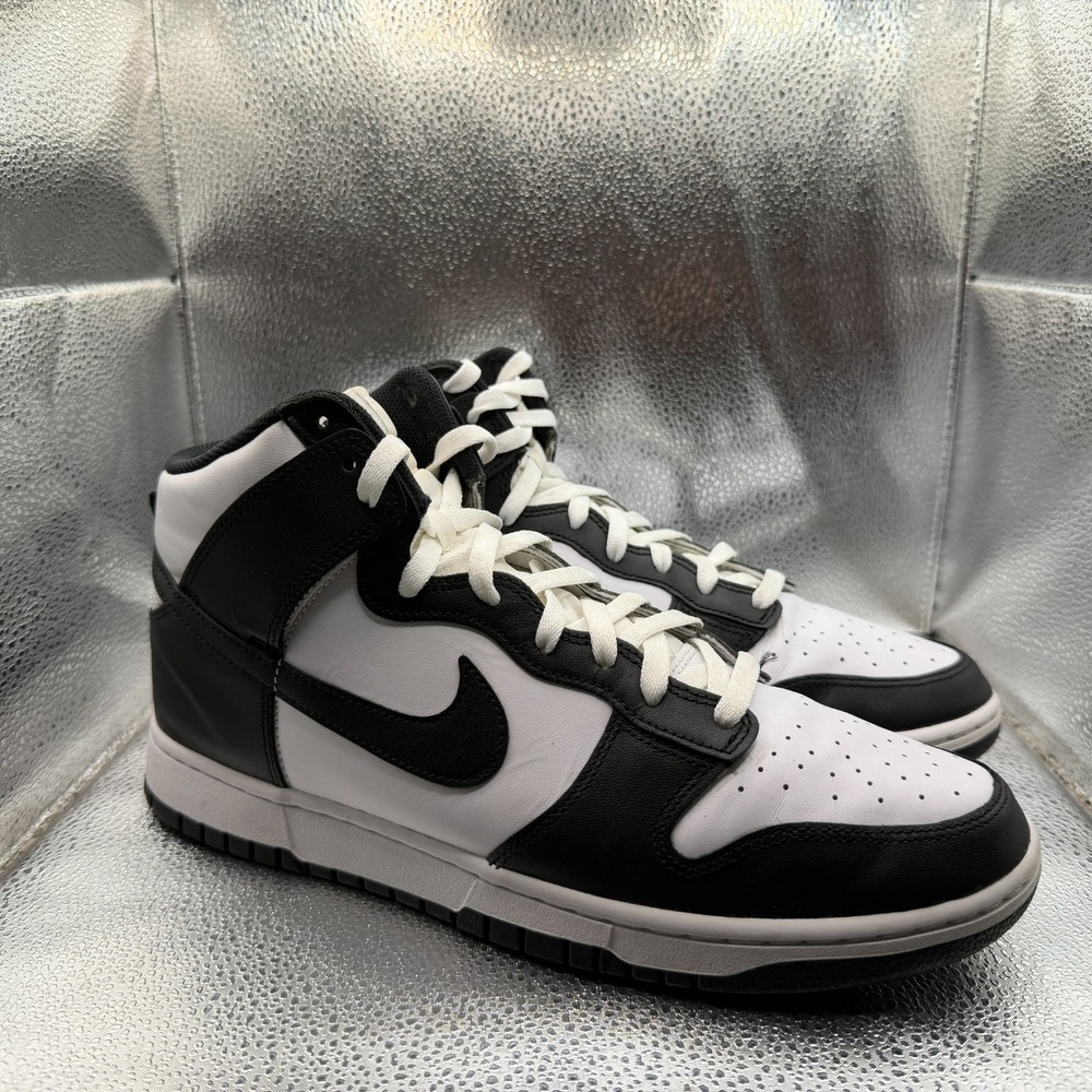 Size 12 Nike Dunk HI Retro Panda High White Black Mens‎ Sneakers DD1399-105